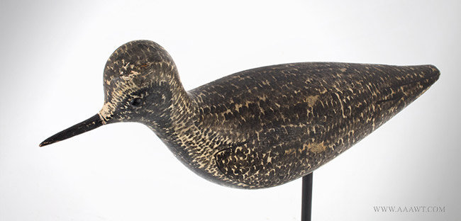 Antique Shorebird Decoy, Black Bellied Plover by George Boyd, Circa 1910, angle view