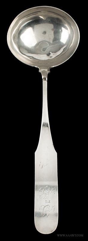 Antique Silver Ladle, Garrett, Philadelphia
Phillip Garrett, active 1801 – 1828
Philadelphia, PA, entire view