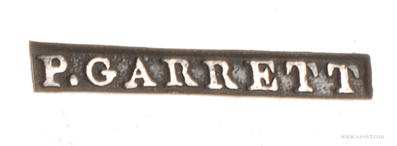 Silver Ladle, Garrett, Philadelphia
Phillip Garrett, active 1801 – 1828
Philadelphia, PA, marks detail 2