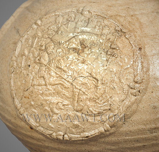 Salt Glazed Stoneware Jug, Small, Pewter Lid
Germany
16th Century, side detail 2