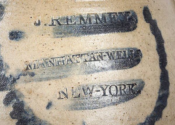 Stoneware Ovoid Jar by James Remmey, Circa 1810, maker detail