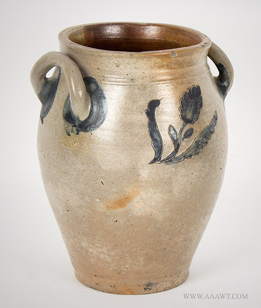 Stoneware Ovoid Jar by James Remmey, Circa 1810, angle view