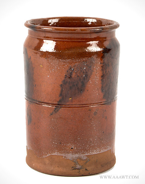 Antique Redware Storage Jar with Tooled Rum and Shoulder, Circa 1830, entire view 1