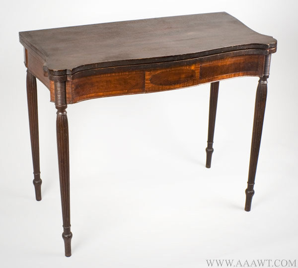 Antique Federal Card Table with Ovolo Corners, Massachusetts, Circa 1810, angle view