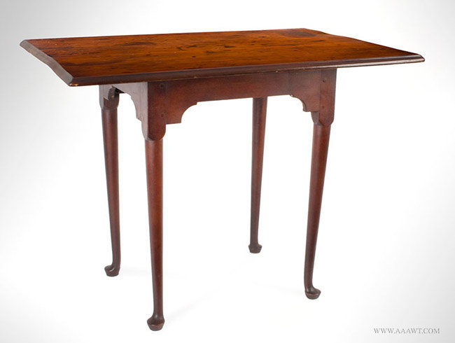 Antique Queen Anne Tea Table, Likely Rhode Island, Circa 1750, angle view
