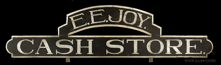 Antique Cash Store Trade Sign, E.E. Joy, Circa 1880, Original Condition, entire view