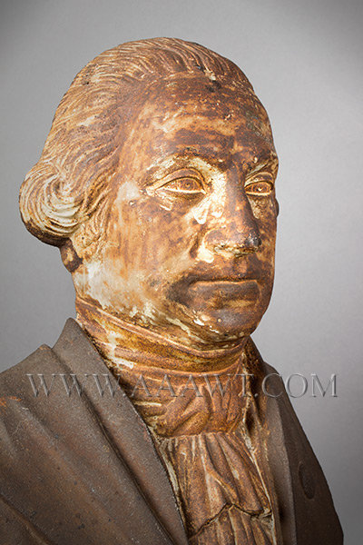 George Washington, Cast Iron Portrait, Original Surface, (Fragment, Stove Figure)  Probably Alonzo Blanchard, Albany, New York (Made by several NY firms)  Circa 1840's, entire view 4
