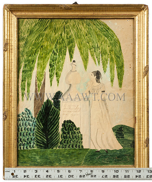 Mourning Picture, Watercolor on Paper, In Memory of Hannah Root
Connecticut
1836, entire view