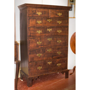 Tall Chest, Tiger Maple Drawer Fronts, Original Brasses, 7-Drawer Inventory Thumbnail