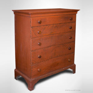 Antique Painted Five Drawer Tall Chest, Original Paint, Broadly Brushed Graining Inventory Thumbnail
