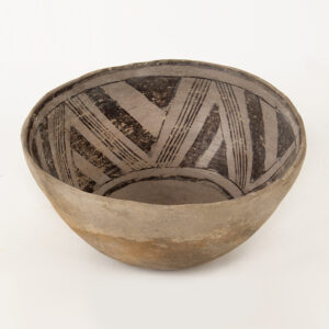 Prehistoric Anasazi Pottery Bowl, Black on White, Light Gray Pottery Inventory Thumbnail