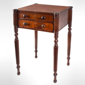 High Quality Sheraton Worktable, Outset Corners, Reeded Legs Inventory Thumbnail