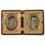 205-18_Pr Ninth Plate Tintypes of Miniature Folk Portraits of Young Couple