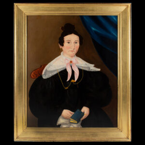 I. Bradley, Portrait of a Lady Wearing Puffy Sleeves Holding Blue Book Inventory Thumbnail