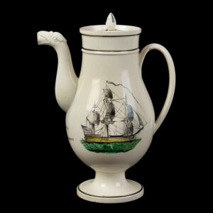 Creamware, Coffee Pot, Hand Painted Transfers Inventory Thumbnail