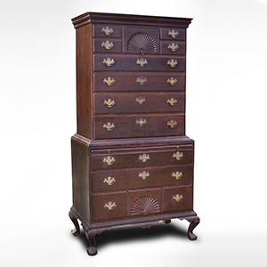 Chippendale Fan-Carved Cherrywood Claw-and-Ball Foot Chest-on-Chest Inventory Thumbnail