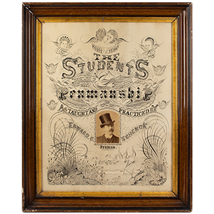 Spencerian Composition; Rendering by Masters, Pond, Swans & Winged Angels Inventory Thumbnail