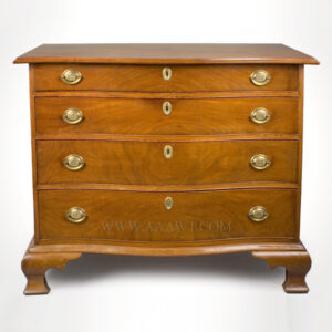Antique Chippendale Serpentine Chest, Four Drawer, Original Brasses Inventory Thumbnail