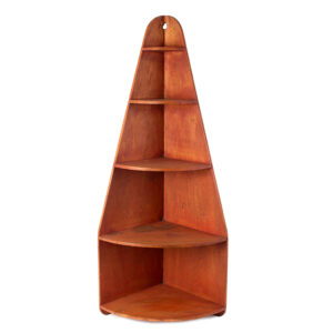 Hanging Corner Shelf in Red Stain, Graduated Shelves Inventory Thumbnail