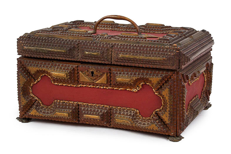 Tramp Art Chest, Dresser Box, Sewing Box