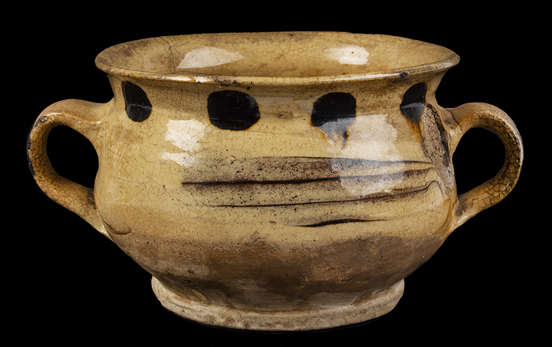 Slipware Posset Pot, Dotware, Staffordshire