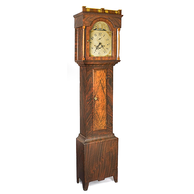 Antique Tall Clock, Paint Decorated, Silas Hoadley Movement Inventory Thumbnail