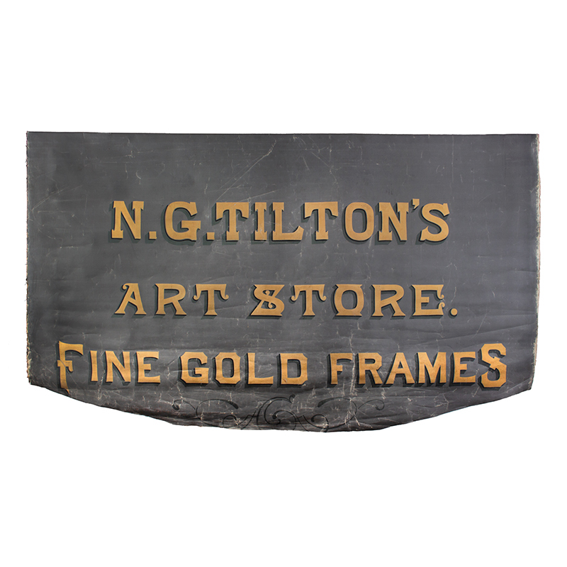 Antique Trade Sign on Window Shade, Art Store, Gold Frames Inventory Thumbnail