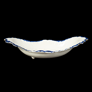 Oval Spode Blue Feather Edge Condiment Dish, Impressed Mark Inventory Thumbnail