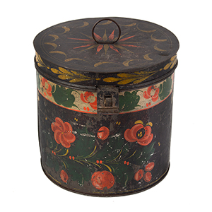 American Paint Decorated Tin Cannister, Tole, Large Size Inventory Thumbnail