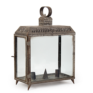 Candle Lantern, Double Sockets, Removeable Drip Tray, Punched Sheet Iron Inventory Thumbnail
