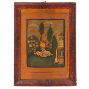 Painting on Panel, Playful Puppies in Landscape Inventory Thumbnail