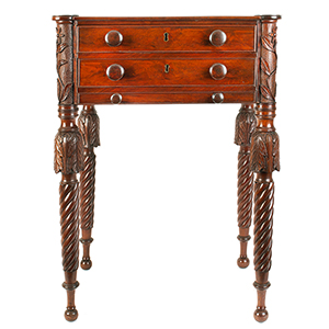 A Carved Mahogany Classical / Federal Worktable, Salem, Massachusetts Inventory Thumbnail