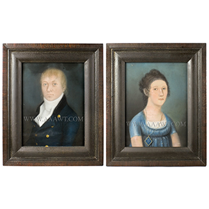 Portraits, Pair, Man and Woman, Pastel Inventory Thumbnail