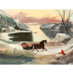 659-253_2_Painting,-WInter-Scene,-House-&-Sleigh