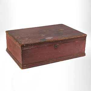 Early New England Tabletop Valuables Box, Bible Box, Original Red Inventory Thumbnail