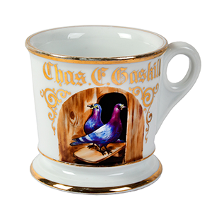 Shaving Mug, Homing Pigeons, Charles F. Gaskill, Decorator’s Mark – C. Benitz Inventory Thumbnail