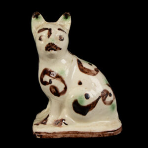 Cat Model, Early Staffordshire Hollow Bodied Creamware Cat Inventory Thumbnail