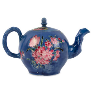 Staffordshire One-Cup Teapot, Salt-glazed with Enamel Decoration Inventory Thumbnail