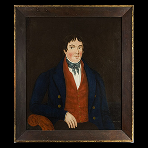 Folk Art Portrait of a Gentleman in a Red Vest – WILLIAM BIDDLE Inventory Thumbnail