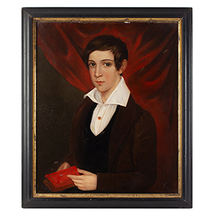 Folk Portrait of Boy Holding Red Book, Attributed to Jacob Marling (1774-1833) Inventory Thumbnail
