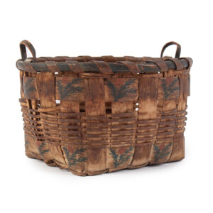 Small Native American Made Splint Basket, Natural and Sprig Decorated Splint Inventory Thumbnail