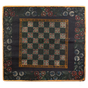 Gameboard, Painted Canvas-on-Wood, Intricate Pattern, Square Nailed Molding Inventory Thumbnail