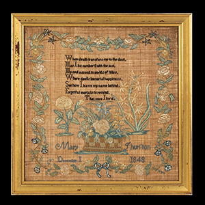 Mary Thurston, Needlework Sampler, Floral Composition and Verse Inventory Thumbnail