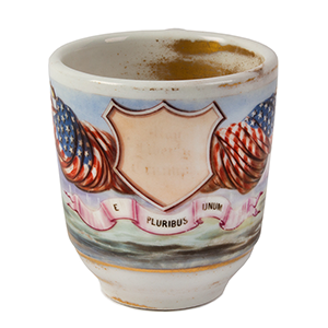 Antique Shaving Mug, Patriotic, American Flags, E Pluribus Unum Inventory Thumbnail