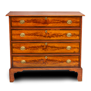 A Federal Chest Featuring Outstanding Book Matched Crotch Birch Veneers Inventory Thumbnail