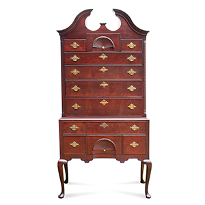A Fine Carved Bonet-Top Queen Anne Highboy, Original Hardware Inventory Thumbnail