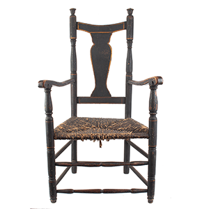 Black Painted Turned Armchair with Yellow Trim Inventory Thumbnail