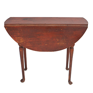 Small New England Queen Anne Painted Drop-Leaf Table, Old Red Inventory Thumbnail