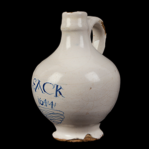 A London Delftware Wine Bottle, SACK, Dated 1644 Inventory Thumbnail