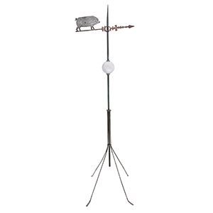 Lightning Rod – Pig Weathervane – Milk Glass Moon and Star Ball Inventory Thumbnail